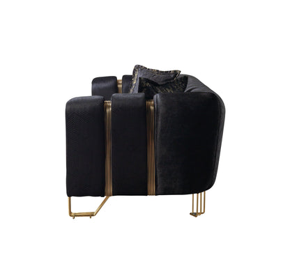 Santana Black Velvet Loveseat - SANTANABLACK-L