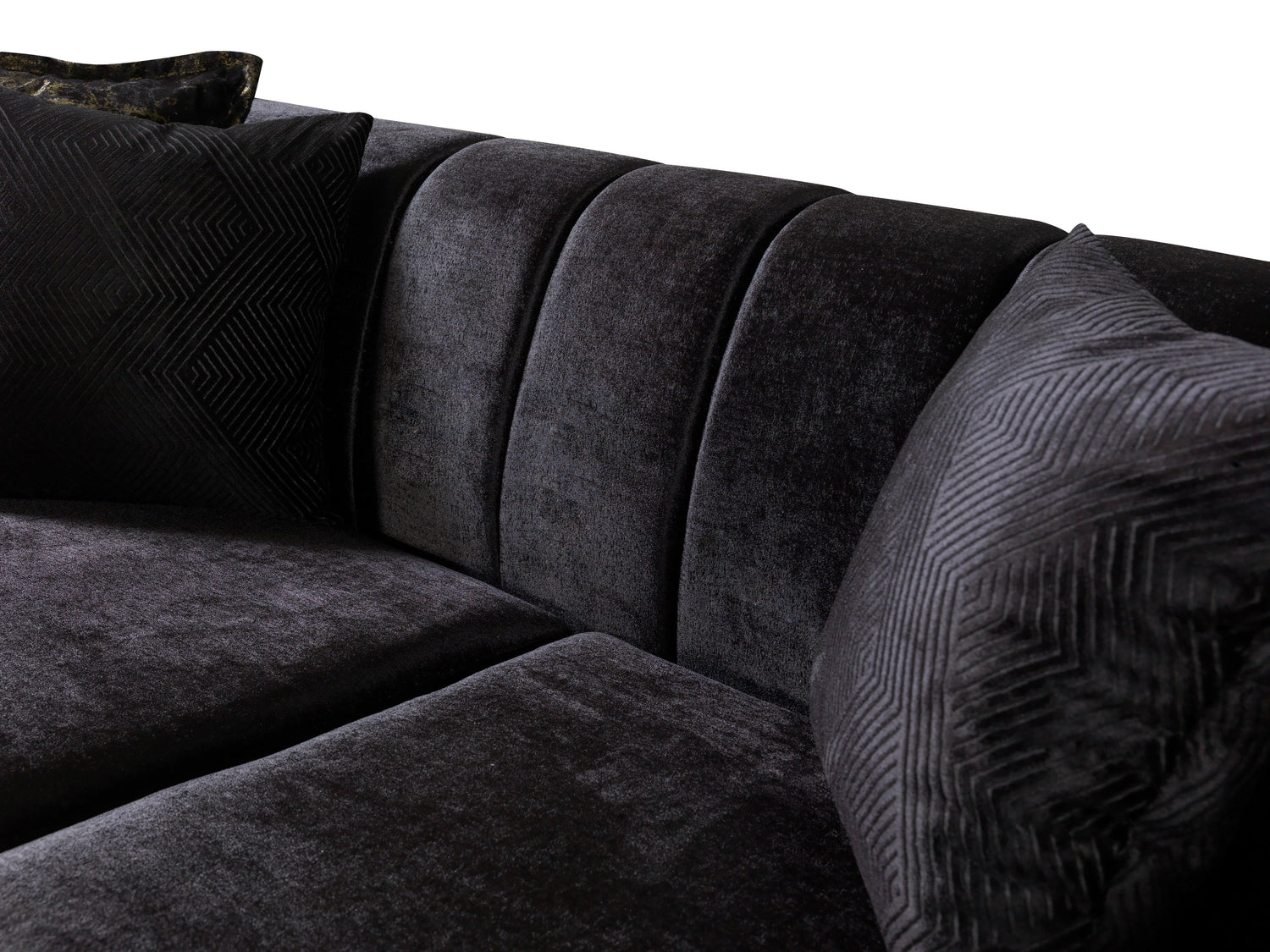 Santana Black Velvet Sofa &amp; Loveseat  [ETA: 5/16] - SANTANABLACK-SL