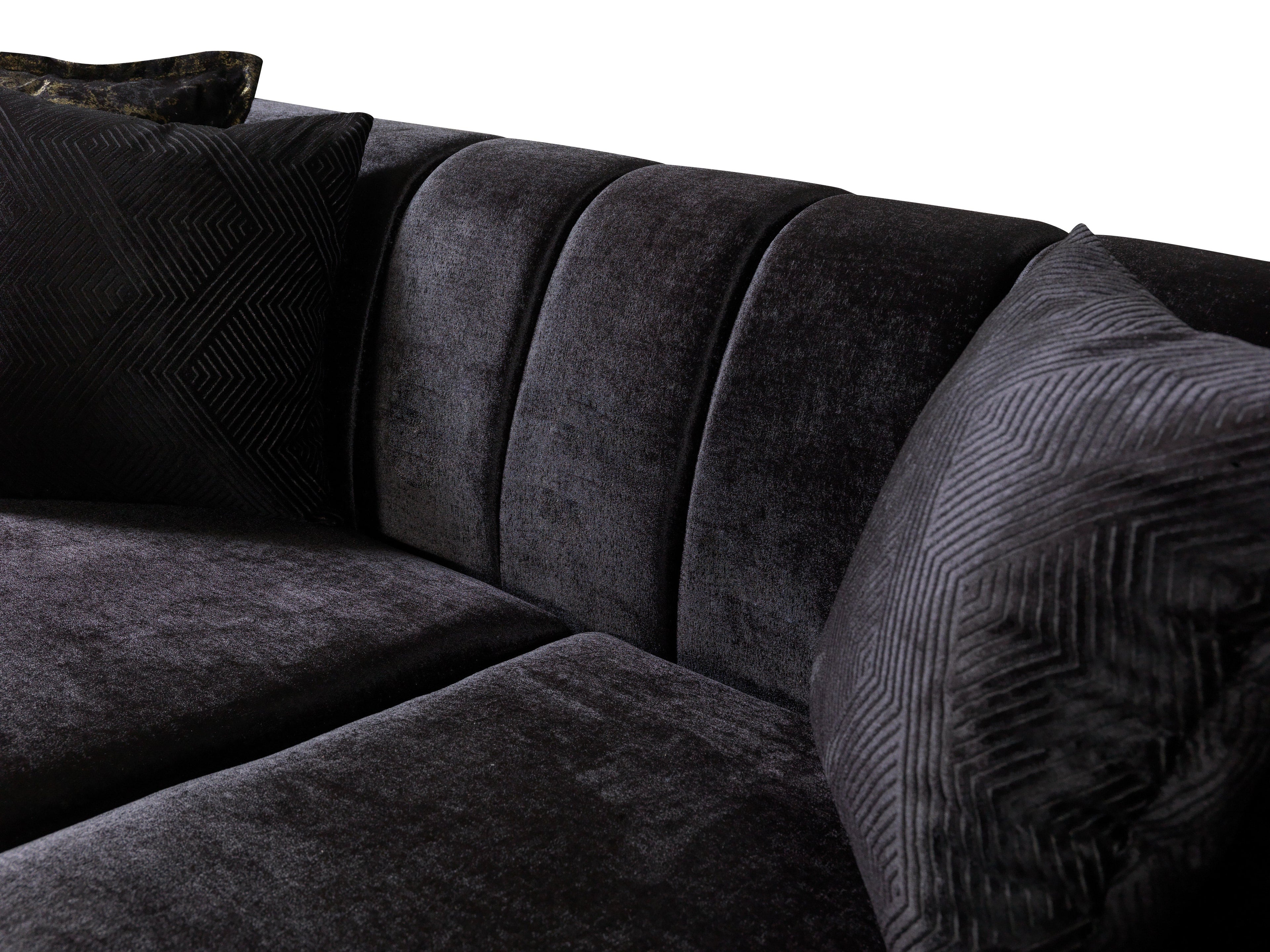 Santana Black Velvet Sofa &amp; Loveseat  [ETA: 5/16] - SANTANABLACK-SL