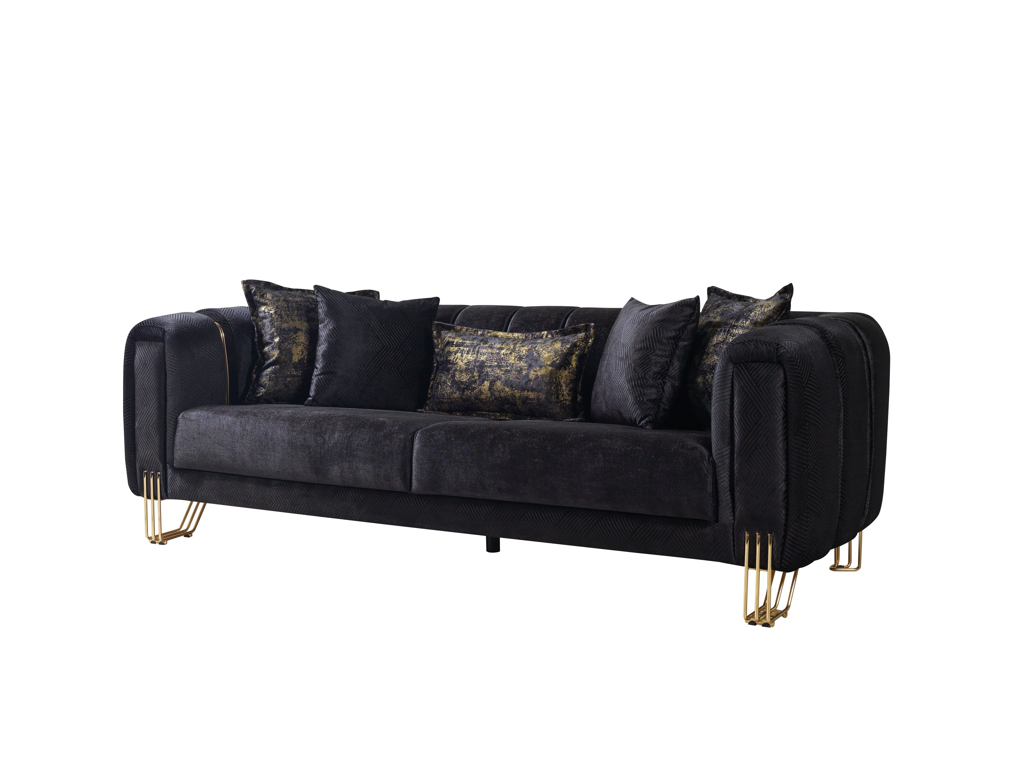 Santana Black Velvet Sofa &amp; Loveseat  [ETA: 5/16] - SANTANABLACK-SL