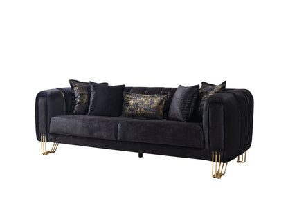 Santana Black Velvet Sofa &amp; Loveseat  [ETA: 5/16] - SANTANABLACK-SL