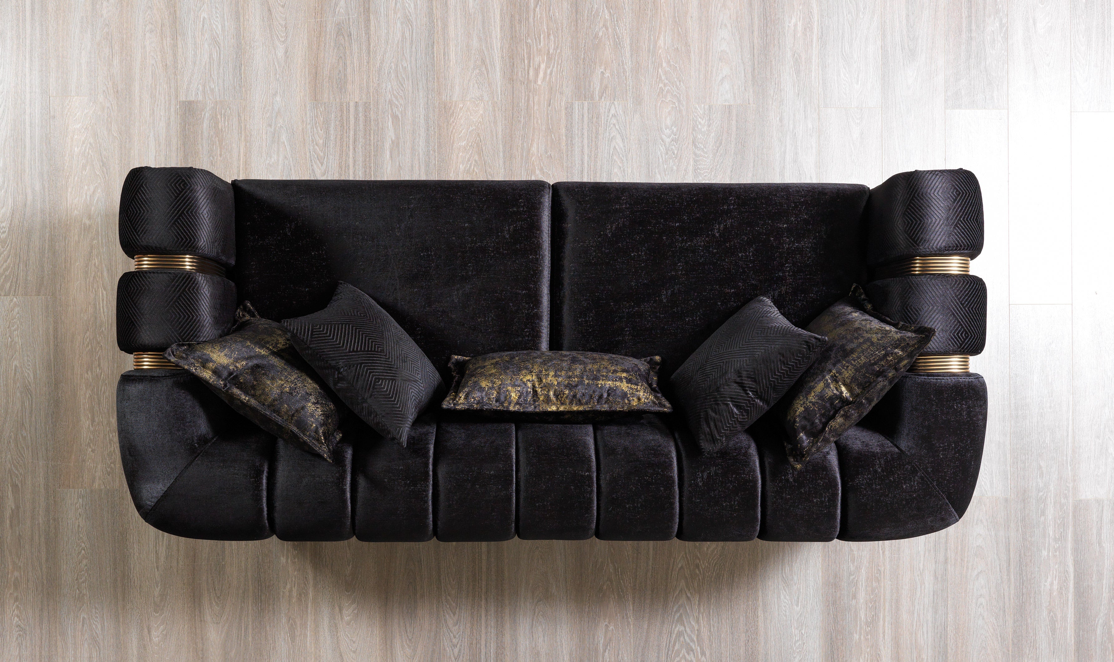 Santana Black Velvet Sofa &amp; Loveseat  [ETA: 5/16] - SANTANABLACK-SL