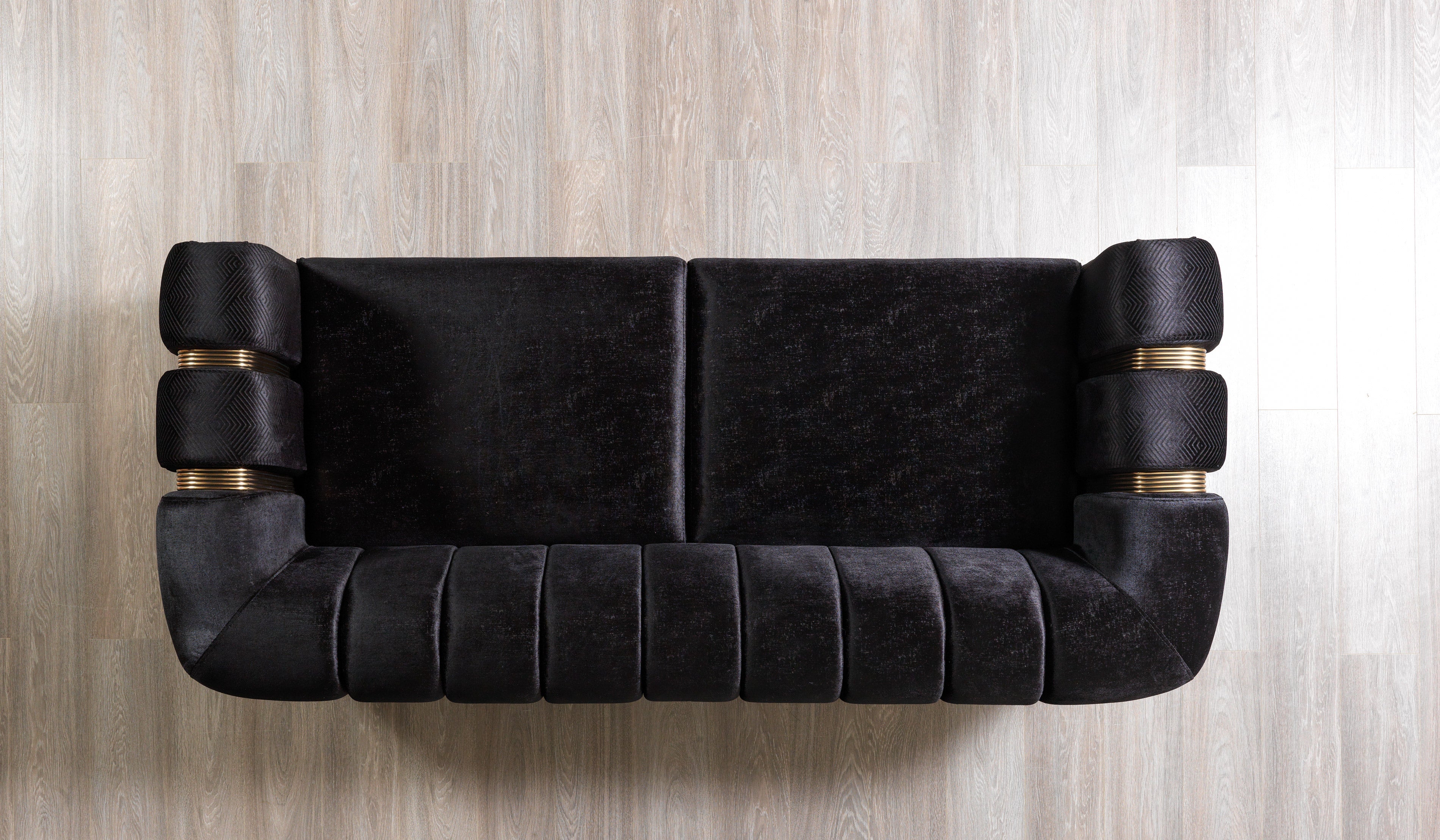 Santana Black Velvet Sofa &amp; Loveseat  [ETA: 5/16] - SANTANABLACK-SL