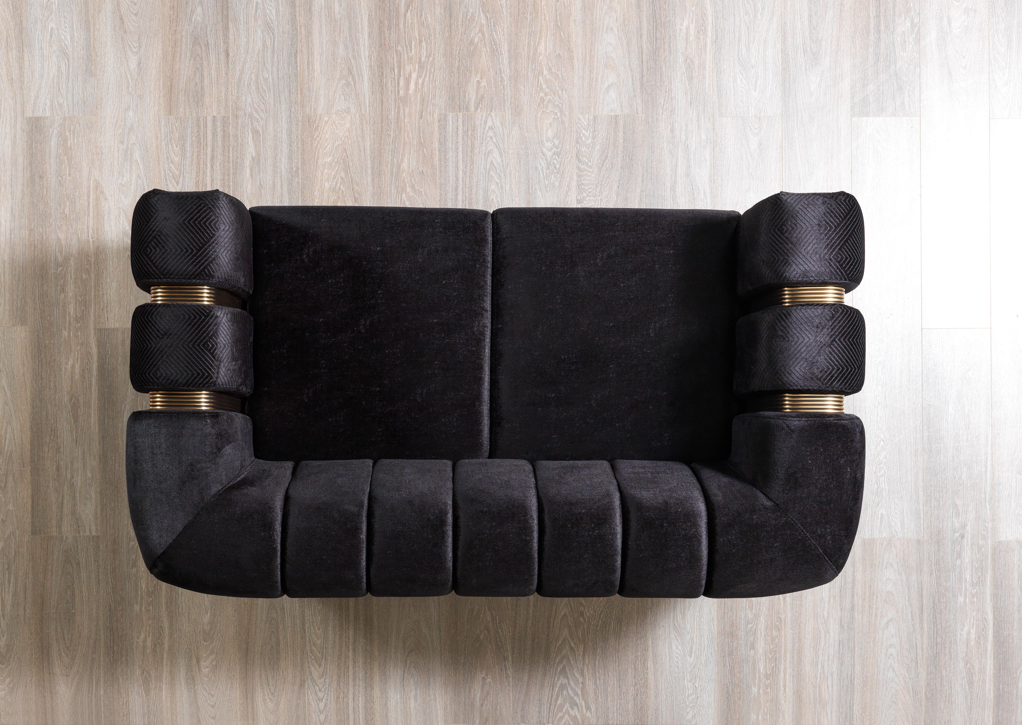 Santana Black Velvet Sofa &amp; Loveseat  [ETA: 5/16] - SANTANABLACK-SL