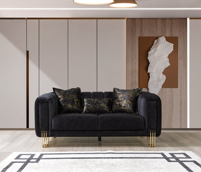 Santana Black Velvet Sofa &amp; Loveseat  [ETA: 5/16] - SANTANABLACK-SL