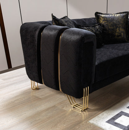 Santana Black Velvet Sofa &amp; Loveseat  [ETA: 5/16] - SANTANABLACK-SL