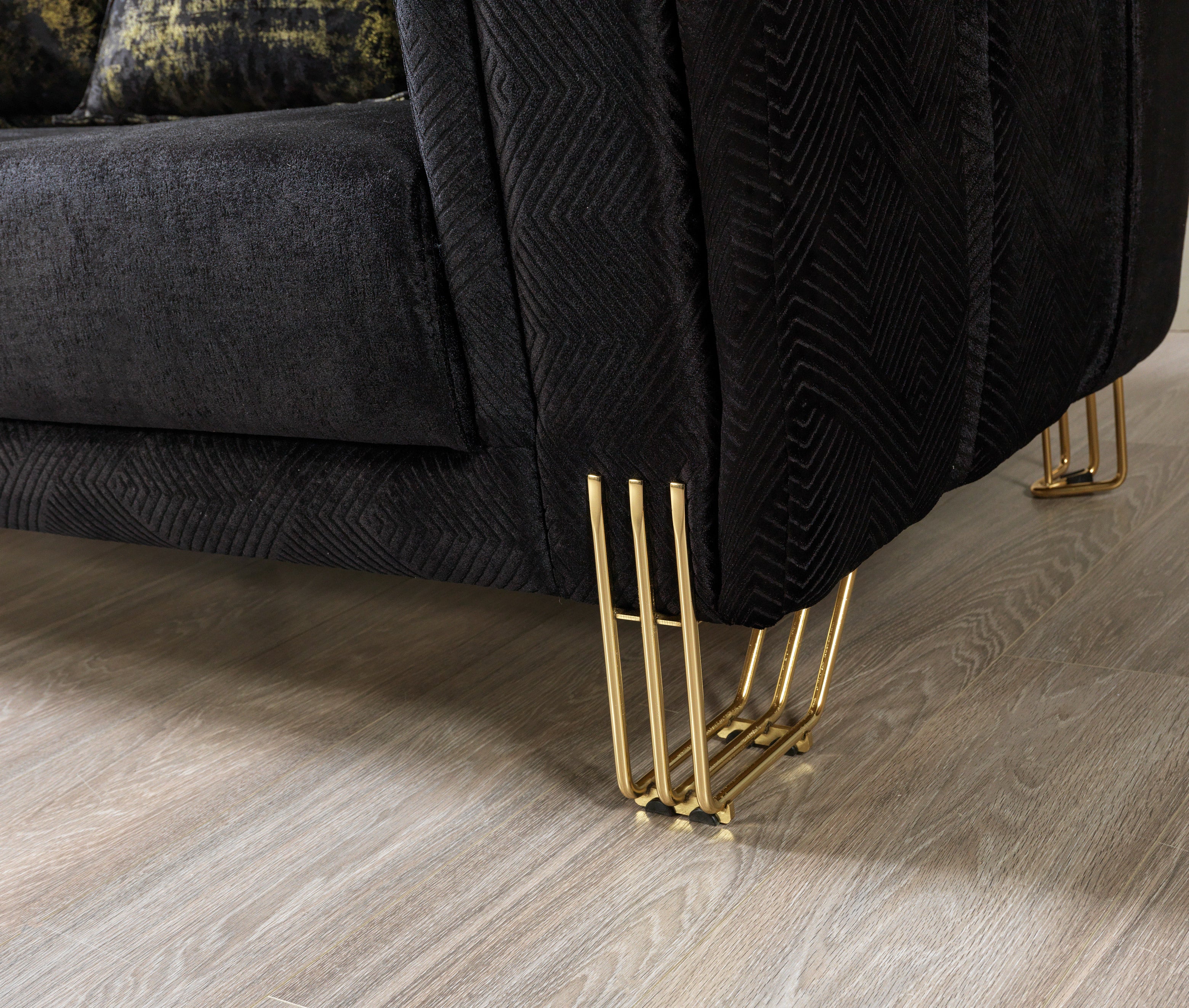 Santana Black Velvet Sofa - SANTANABLACK-S