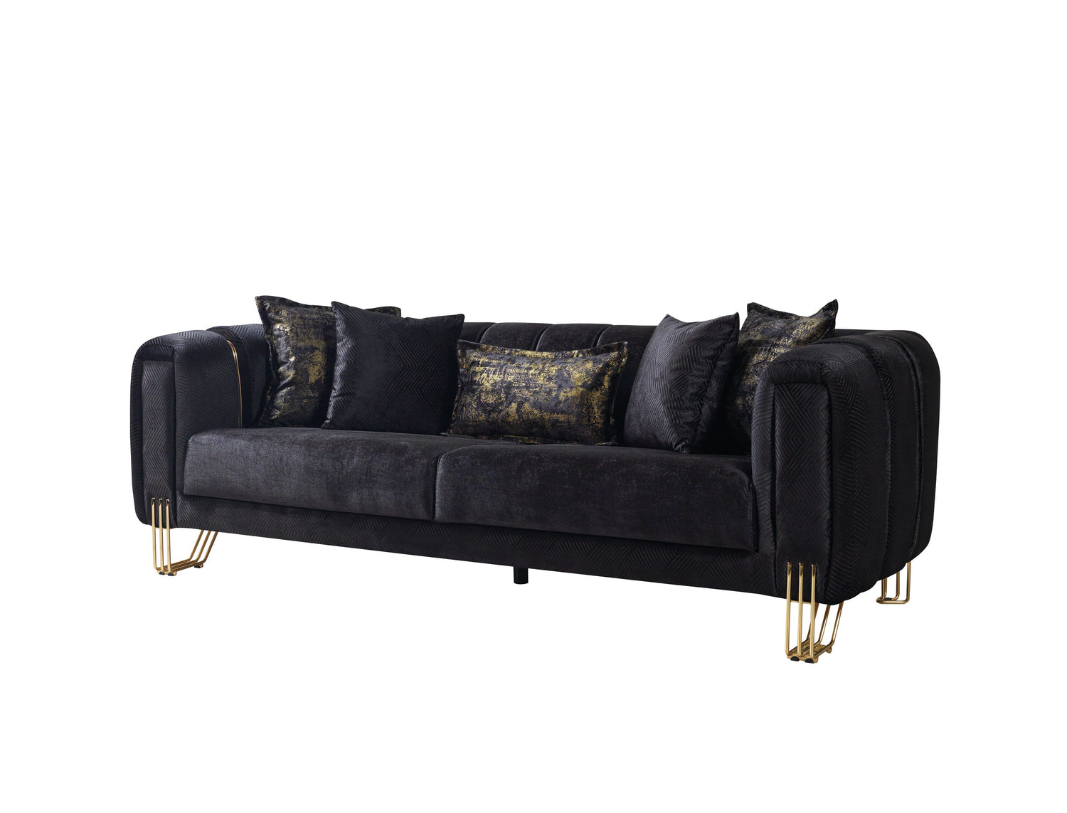 Santana Black Velvet Sofa - SANTANABLACK-S