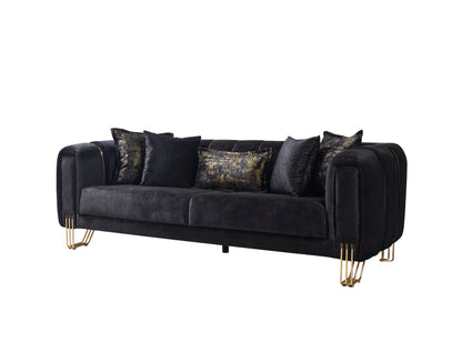 Santana Black Velvet Sofa - SANTANABLACK-S
