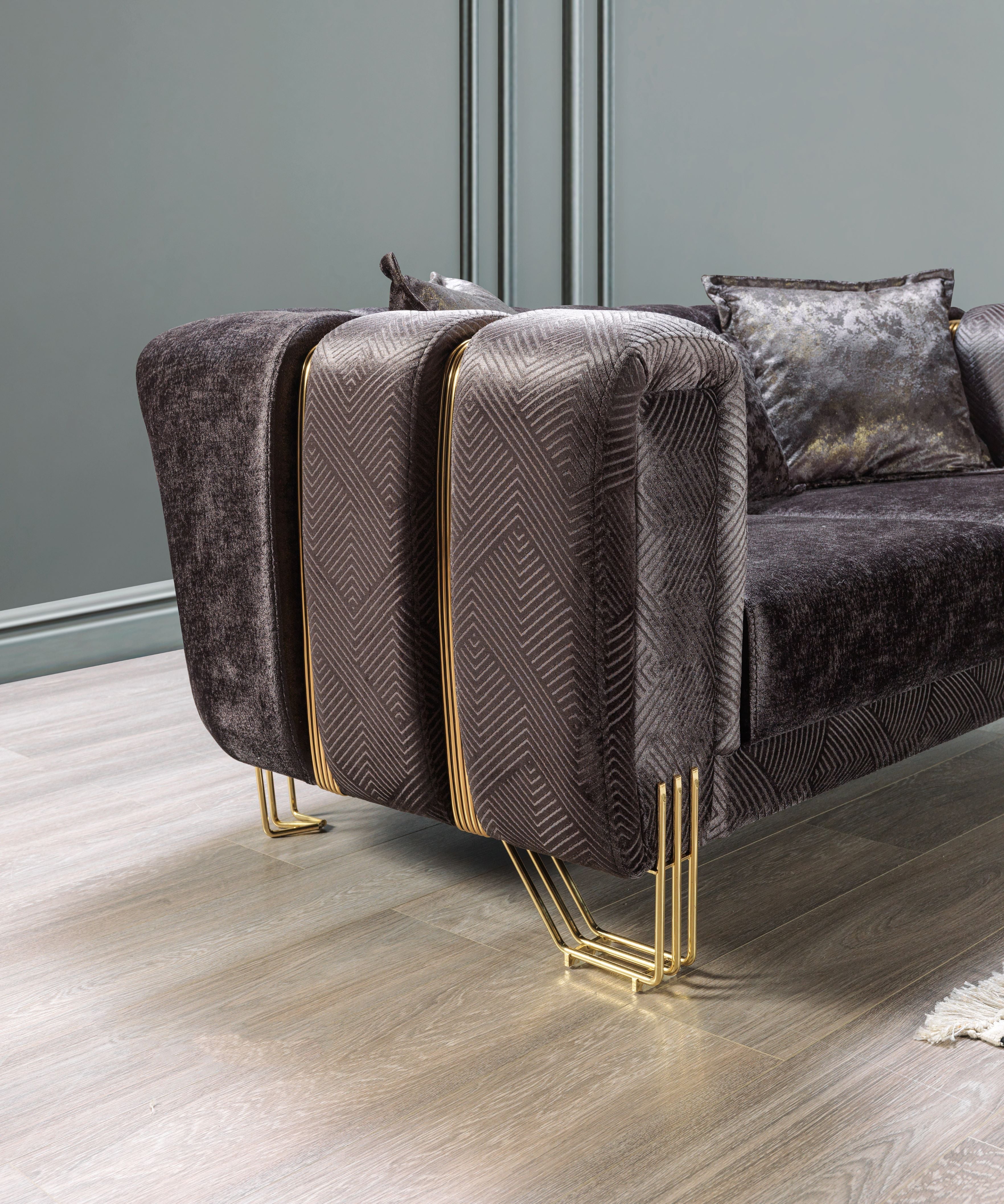 Santana Smoke Velvet Sofa - SANTANASMOKE-S