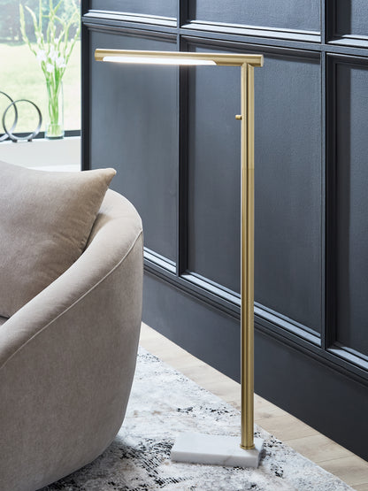 Santiford Gold Finish/White Floor Lamp - L206121