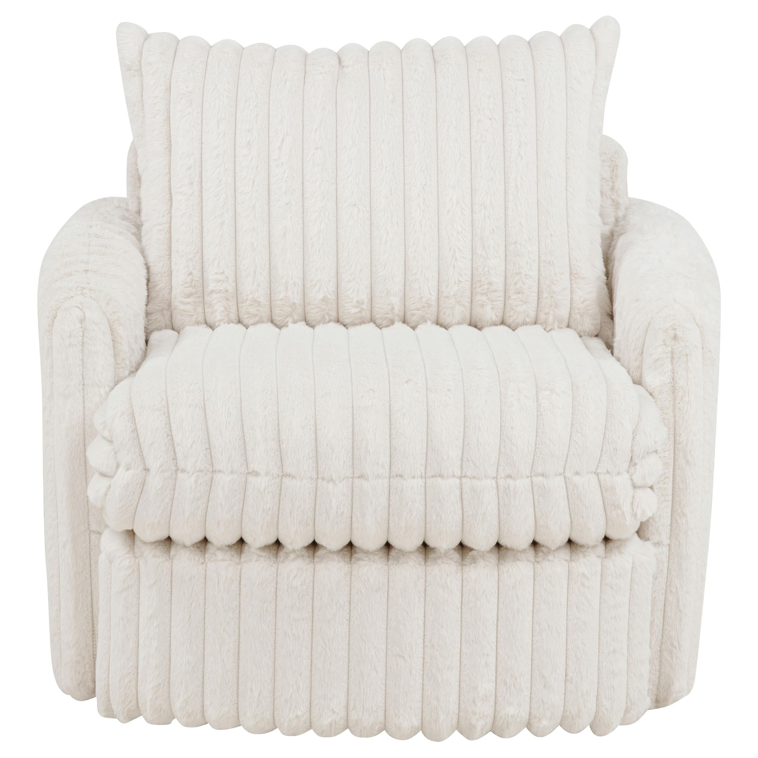 Sarco Corduroy Upholstered Swivel Accent Arm Chair Ivory - 902541