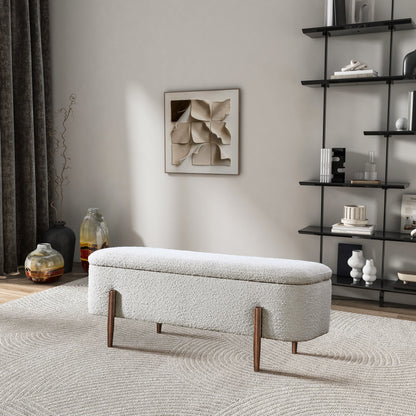 Sarna Ivory Boucle Storage Bench - BWS00500201