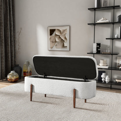 Sarna Ivory Boucle Storage Bench - BWS00500201
