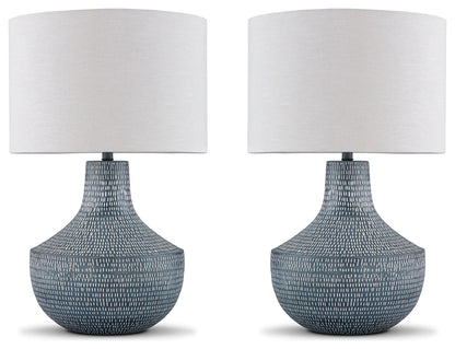 Schylarmont 2-Piece Table Lamp Set in Antique Gray/White - PKG019346