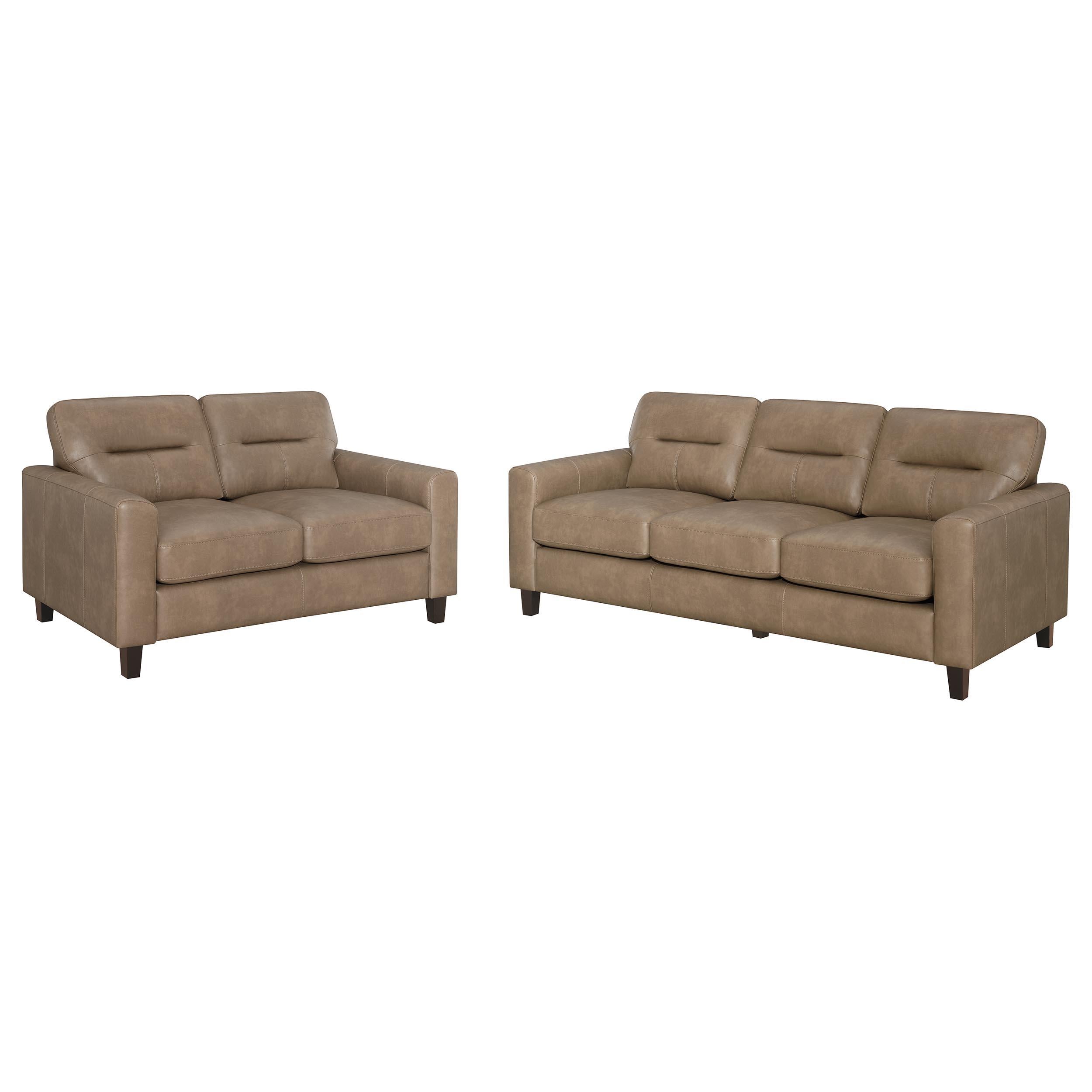 Scotland 2-piece Faux Leather Upholstered Sofa Set Brown - 504667-S2