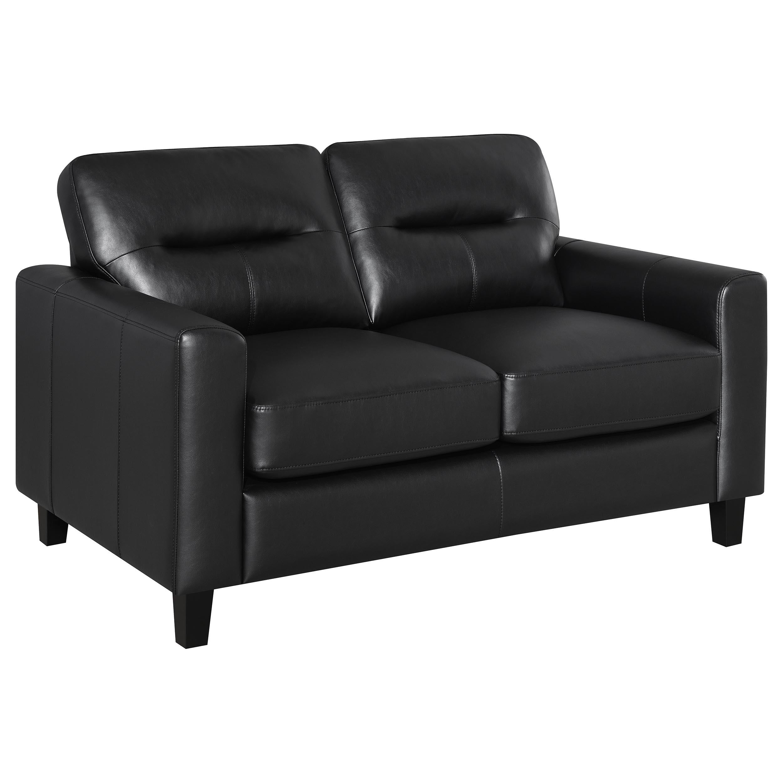 Scotland 3-piece Faux Leather Upholstered Sofa Set Black - 504664-S3