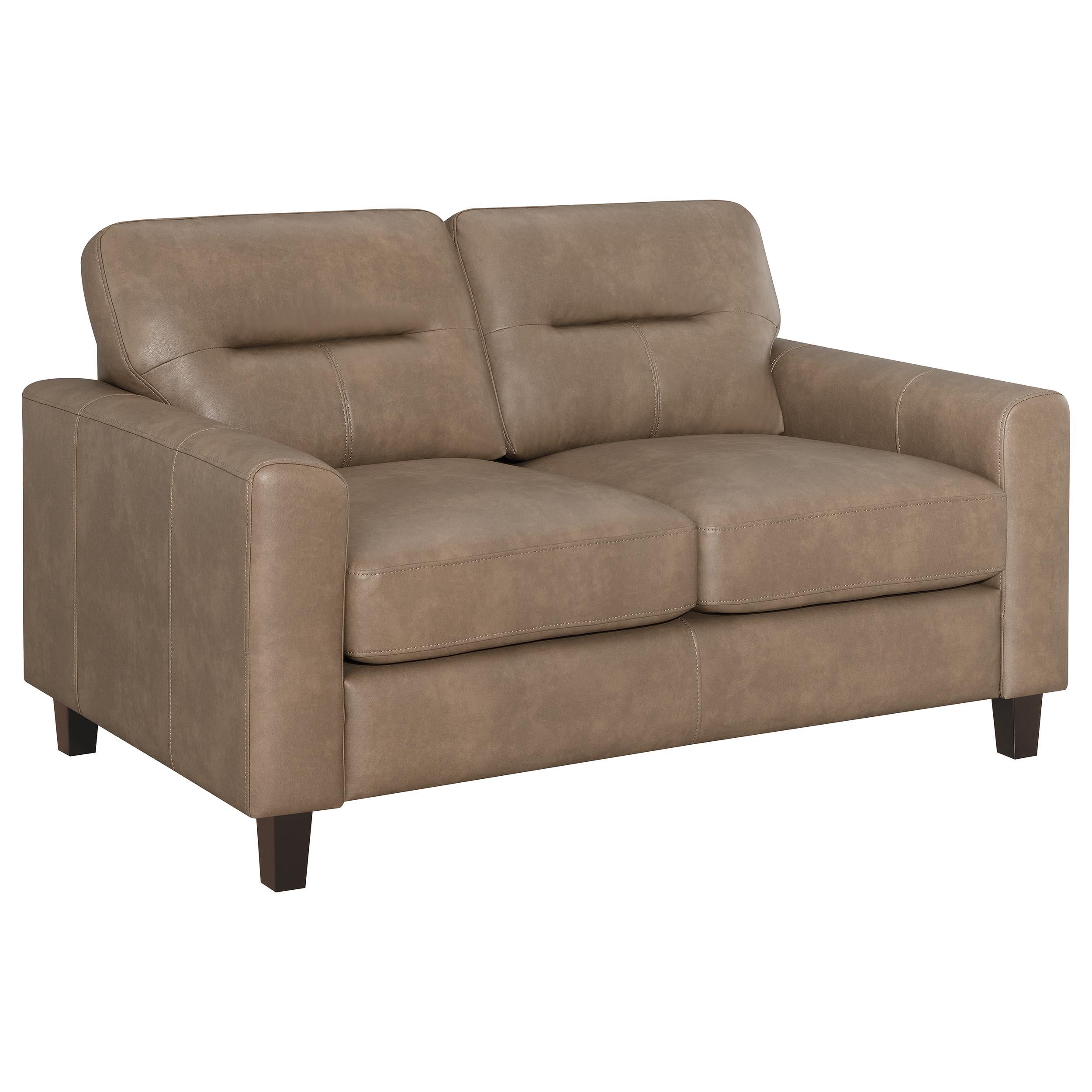 Scotland Faux Leather Upholstered Track Arm Chair Brown - 504668