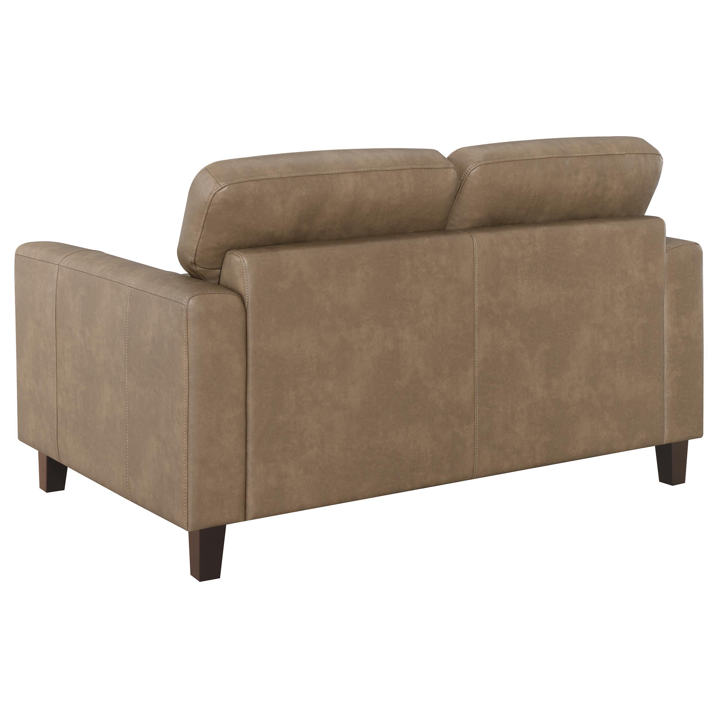 Scotland Faux Leather Upholstered Track Arm Chair Brown - 504668