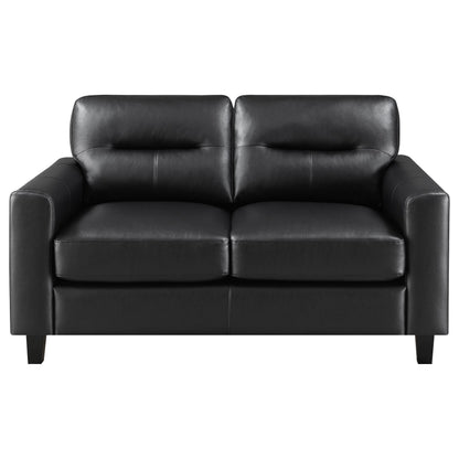 Scotland Faux Leather Upholstered Track Arm Loveseat Black - 504665