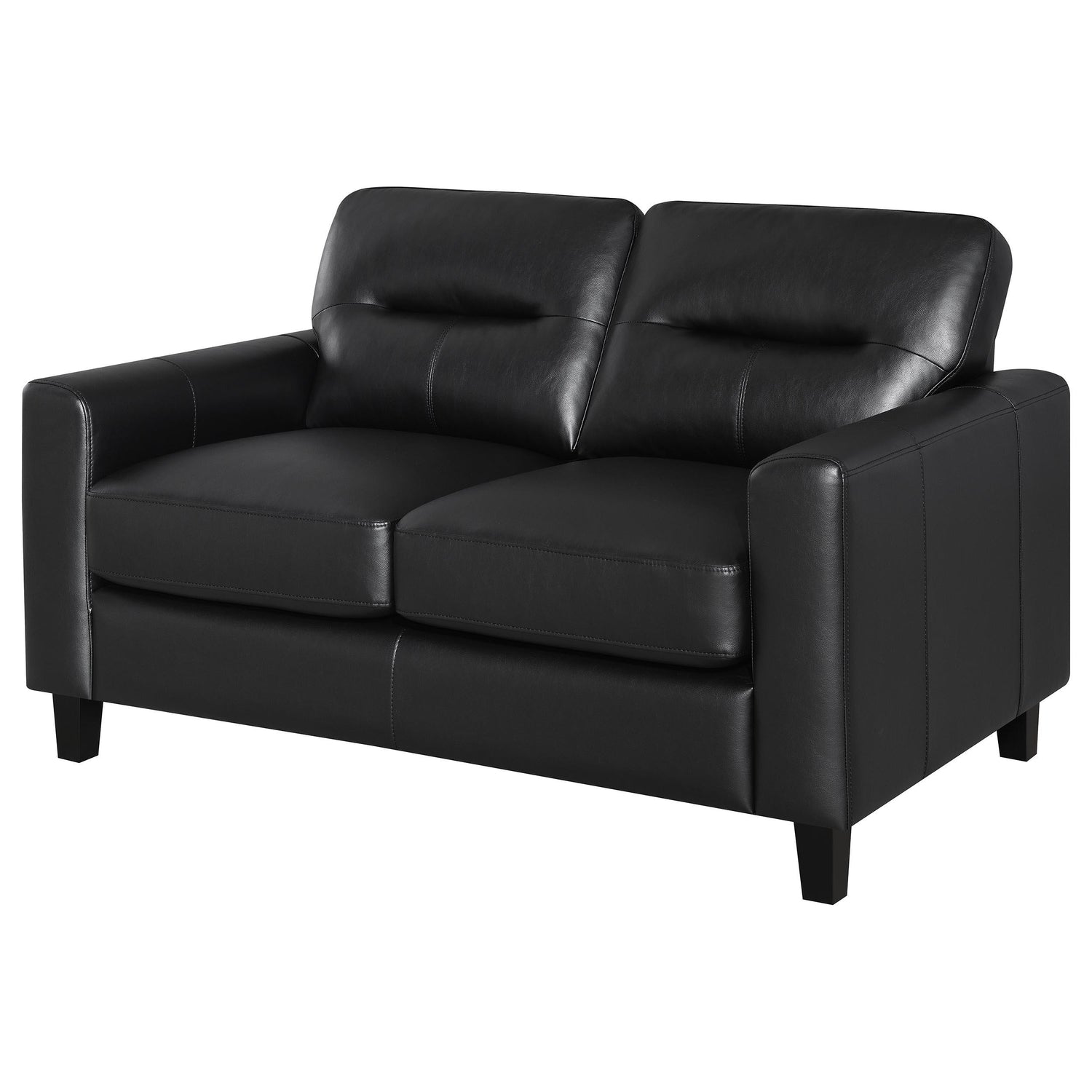 Scotland Faux Leather Upholstered Track Arm Loveseat Black - 504665