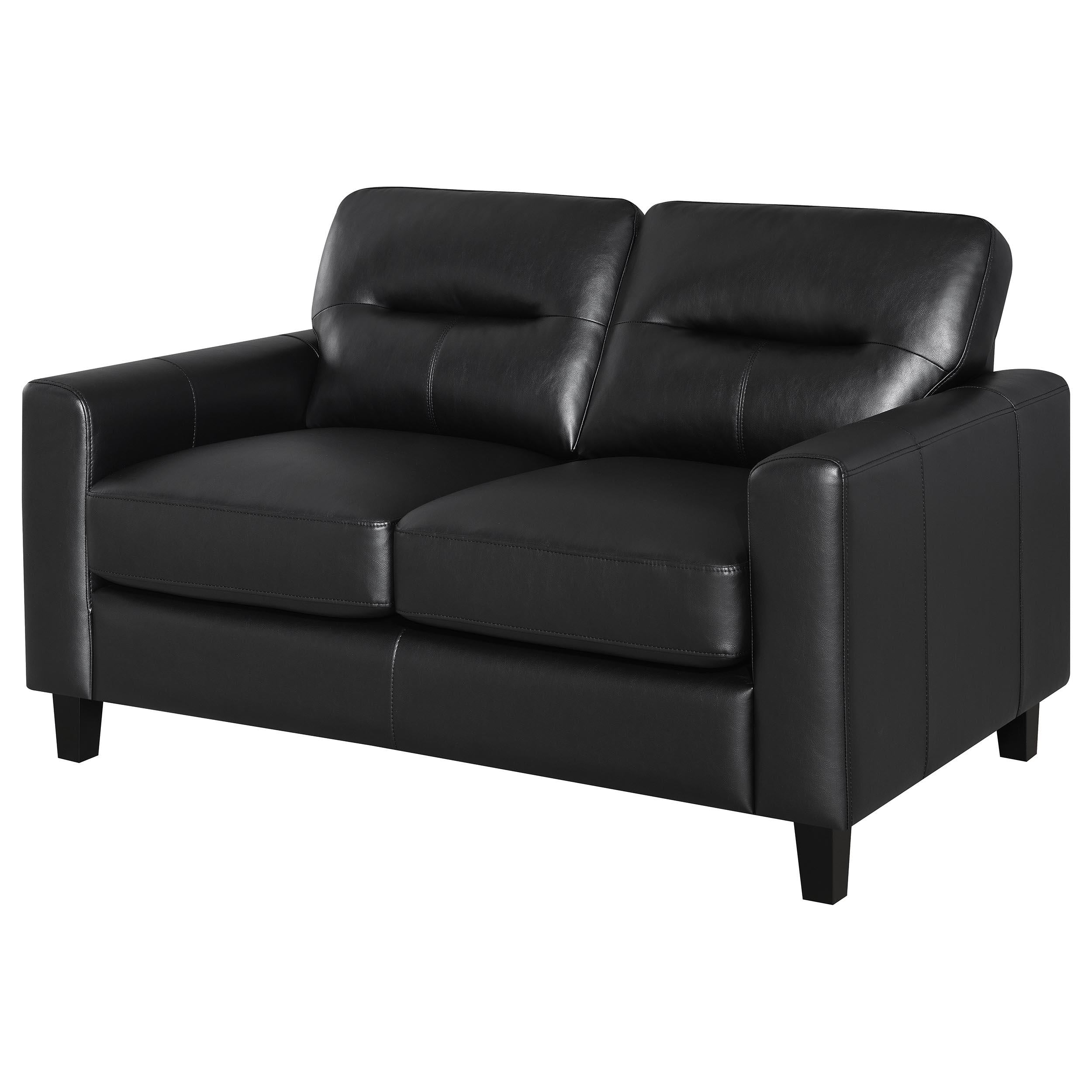 Scotland Faux Leather Upholstered Track Arm Loveseat Black - 504665