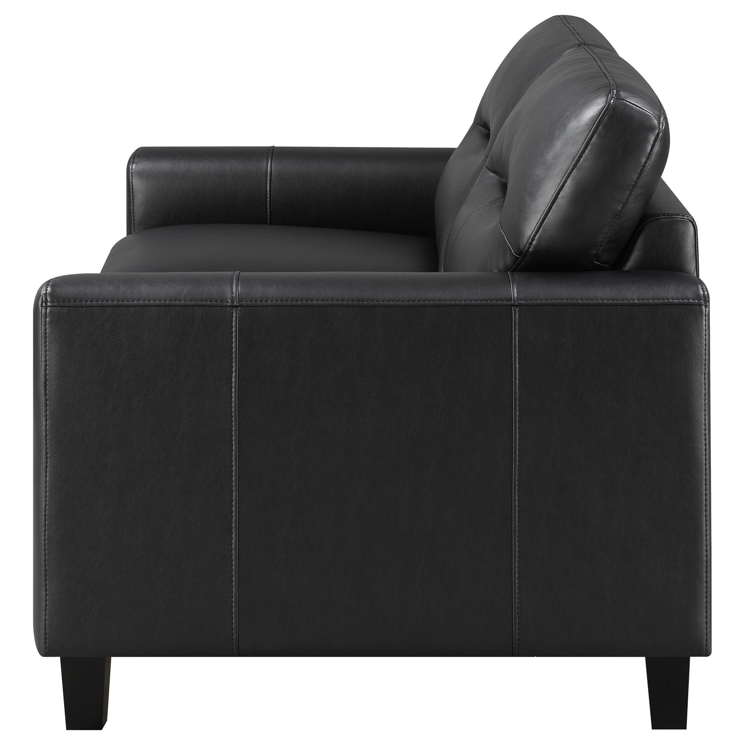 Scotland Faux Leather Upholstered Track Arm Loveseat Black - 504665