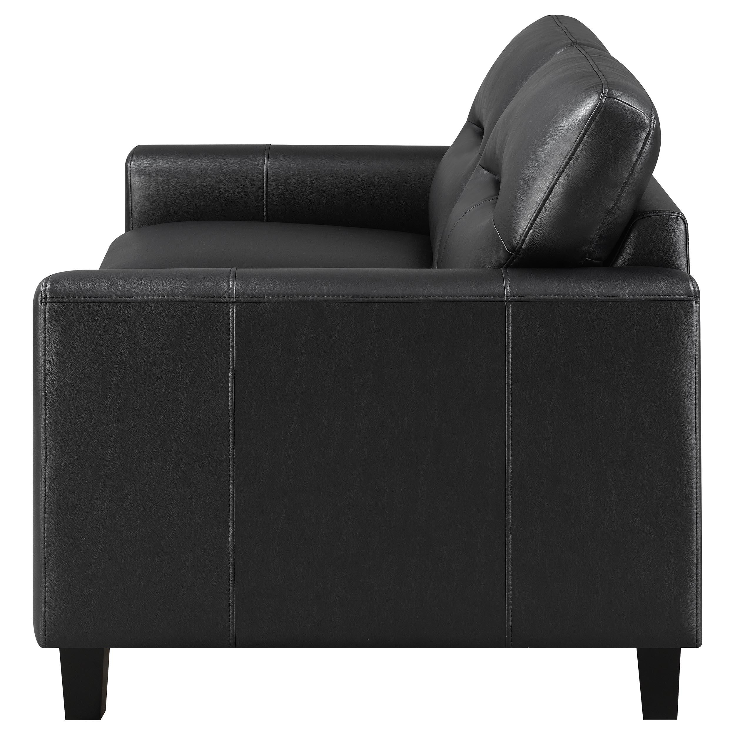 Scotland Faux Leather Upholstered Track Arm Loveseat Black - 504665