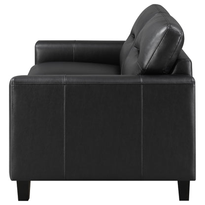 Scotland Faux Leather Upholstered Track Arm Loveseat Black - 504665