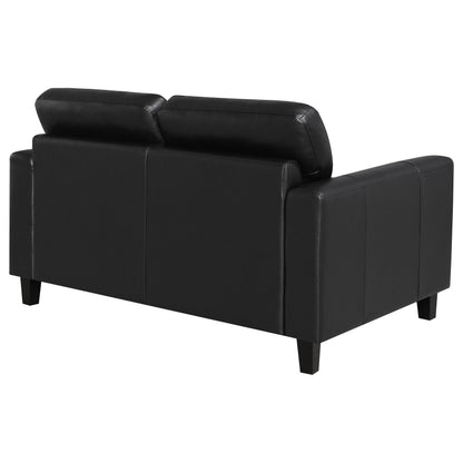 Scotland Faux Leather Upholstered Track Arm Loveseat Black - 504665