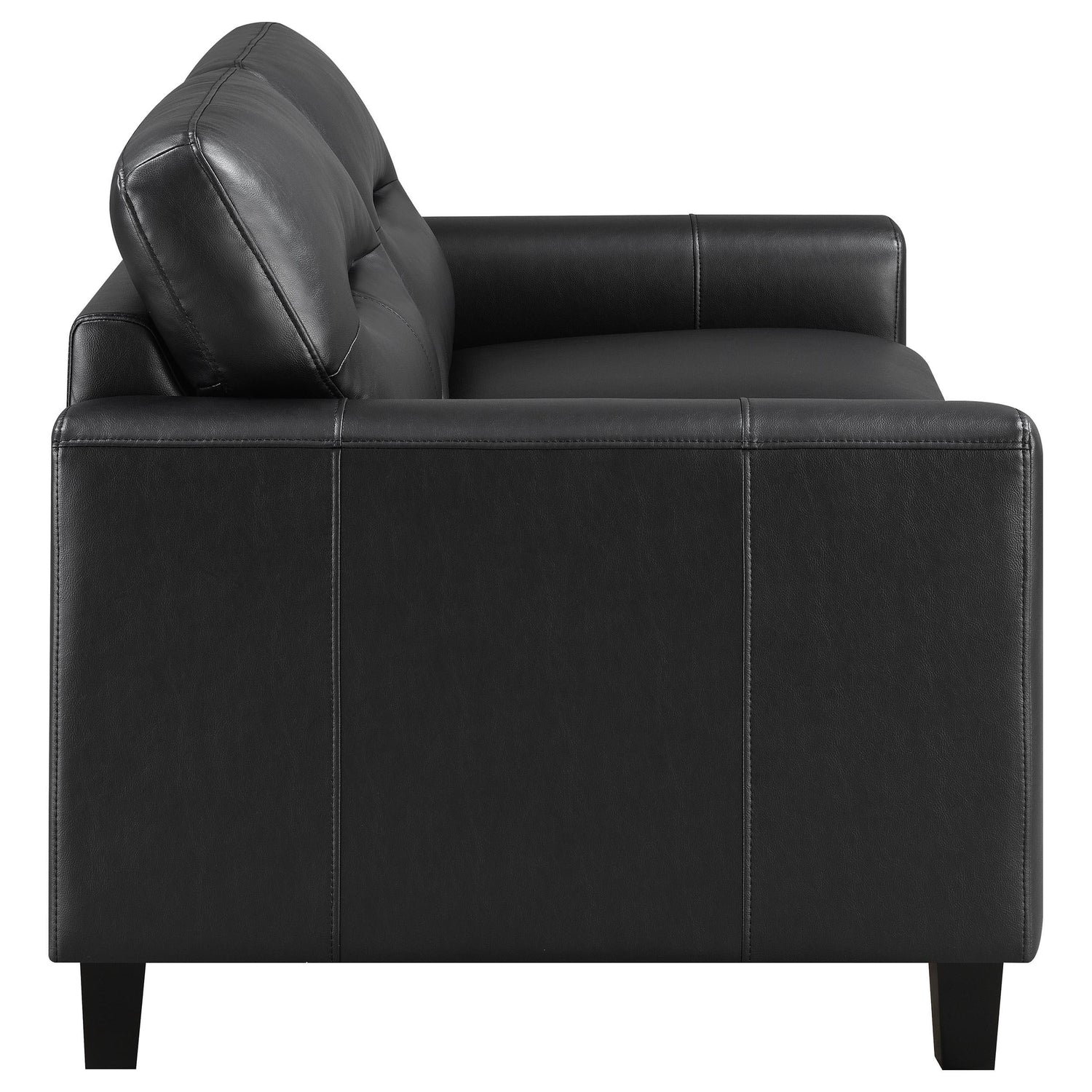 Scotland Faux Leather Upholstered Track Arm Loveseat Black - 504665