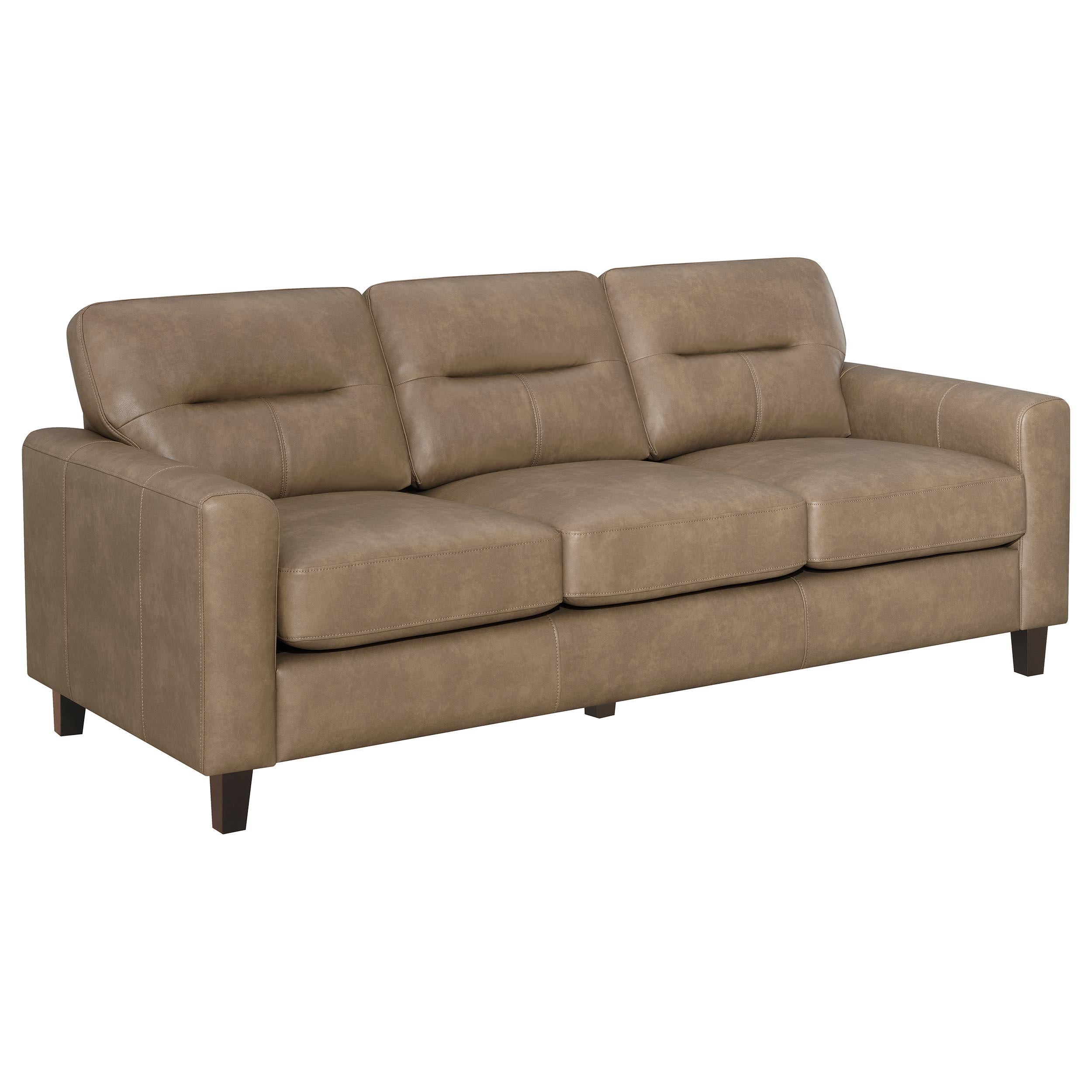Scotland Faux Leather Upholstered Track Arm Loveseat Brown - 504667