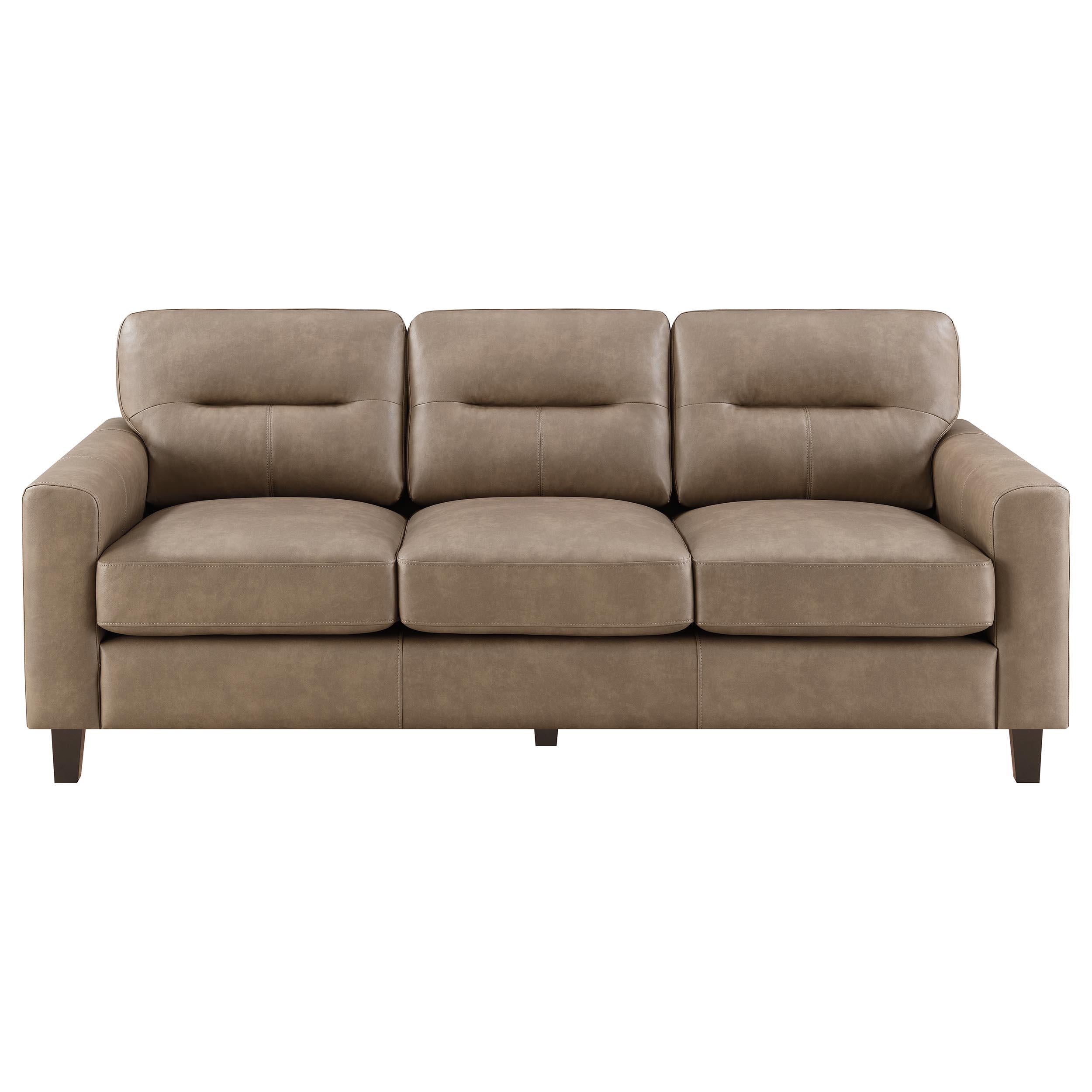 Scotland Faux Leather Upholstered Track Arm Loveseat Brown - 504667