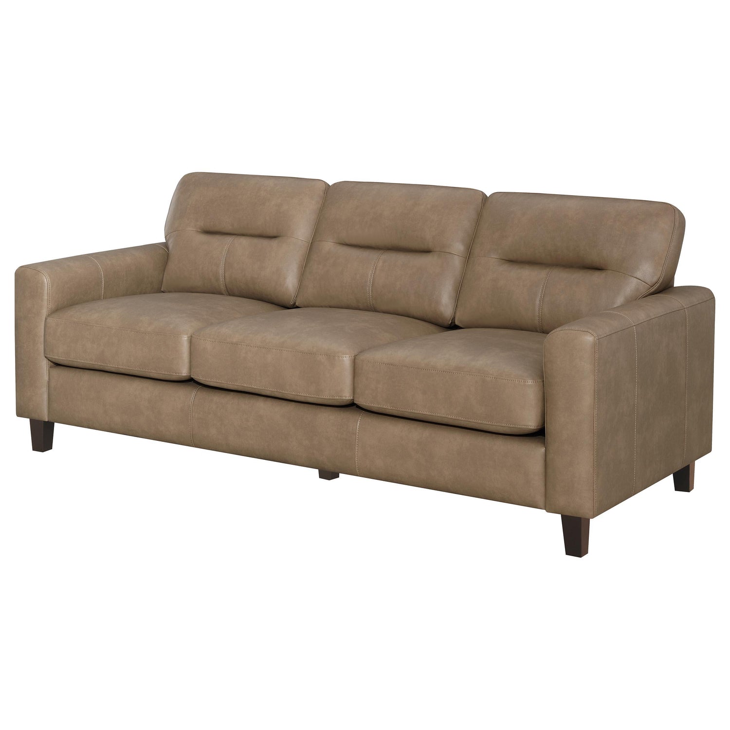 Scotland Faux Leather Upholstered Track Arm Loveseat Brown - 504667