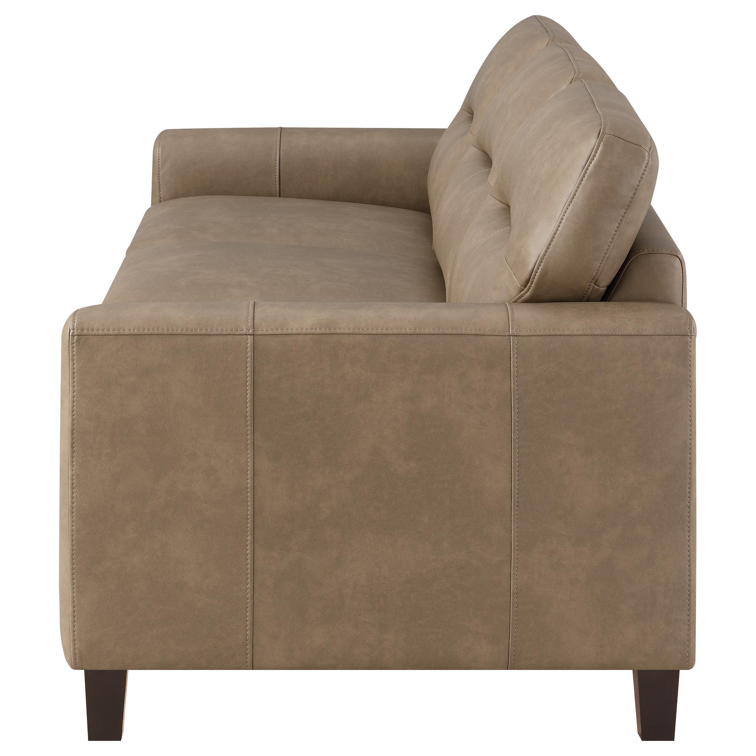 Scotland Faux Leather Upholstered Track Arm Loveseat Brown - 504667