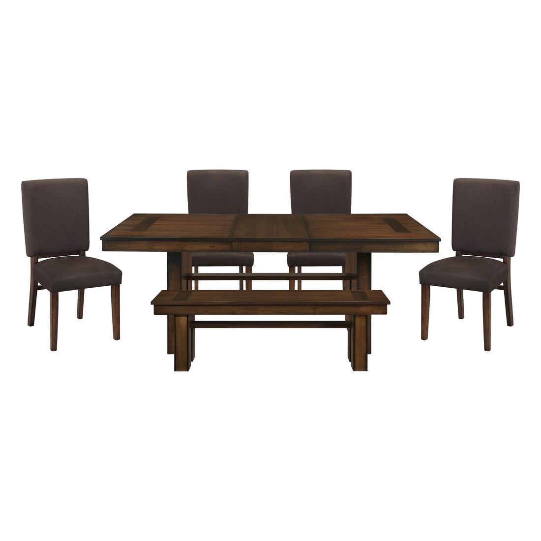 Sedley Walnut/Rustic Black 6pc set (TABLE + 4 SIDE CHAIRS + 1 BENCH) - 5415RF-78*6