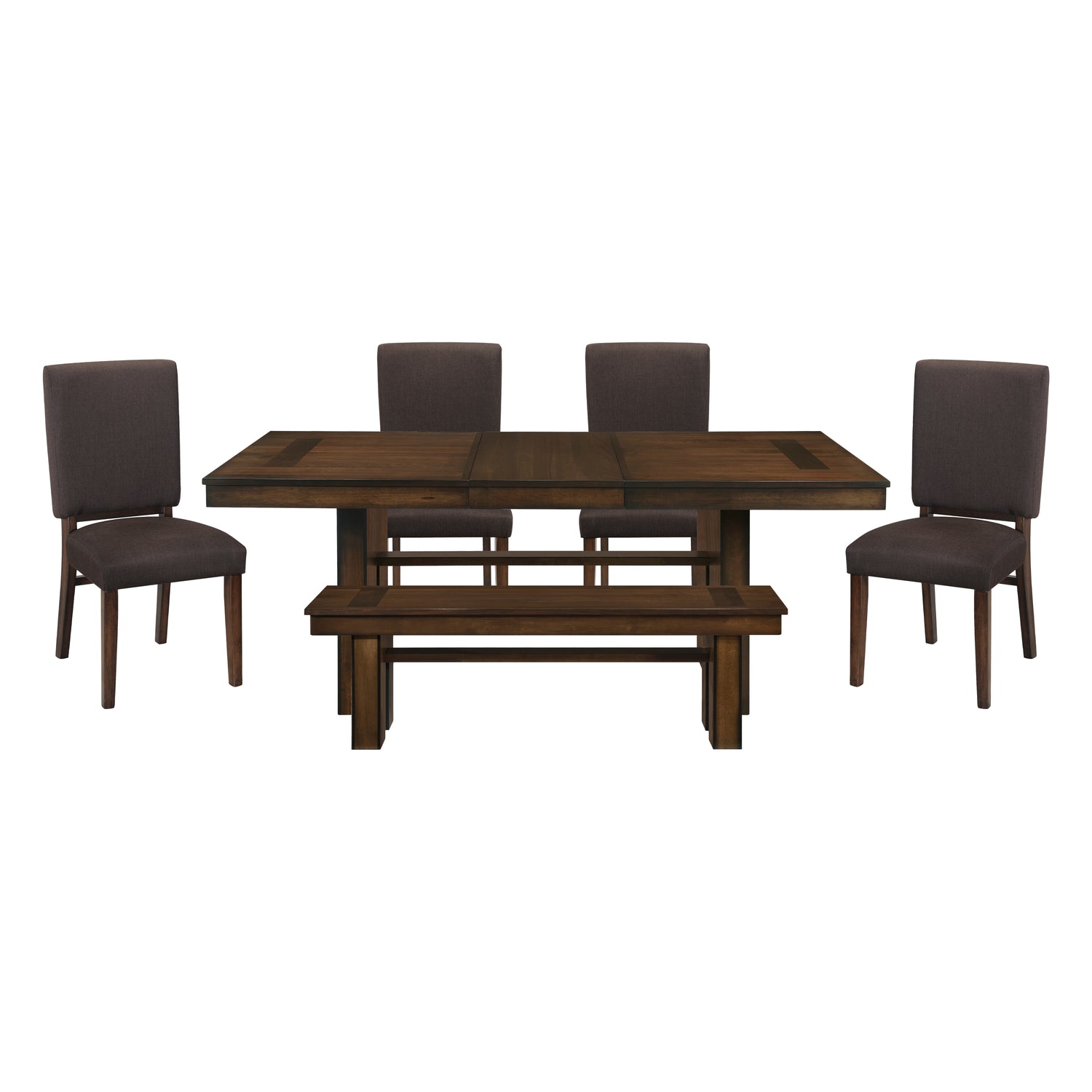 Sedley Walnut/Rustic Black 6pc set (TABLE + 4 SIDE CHAIRS + 1 BENCH) - 5415RF-78*6