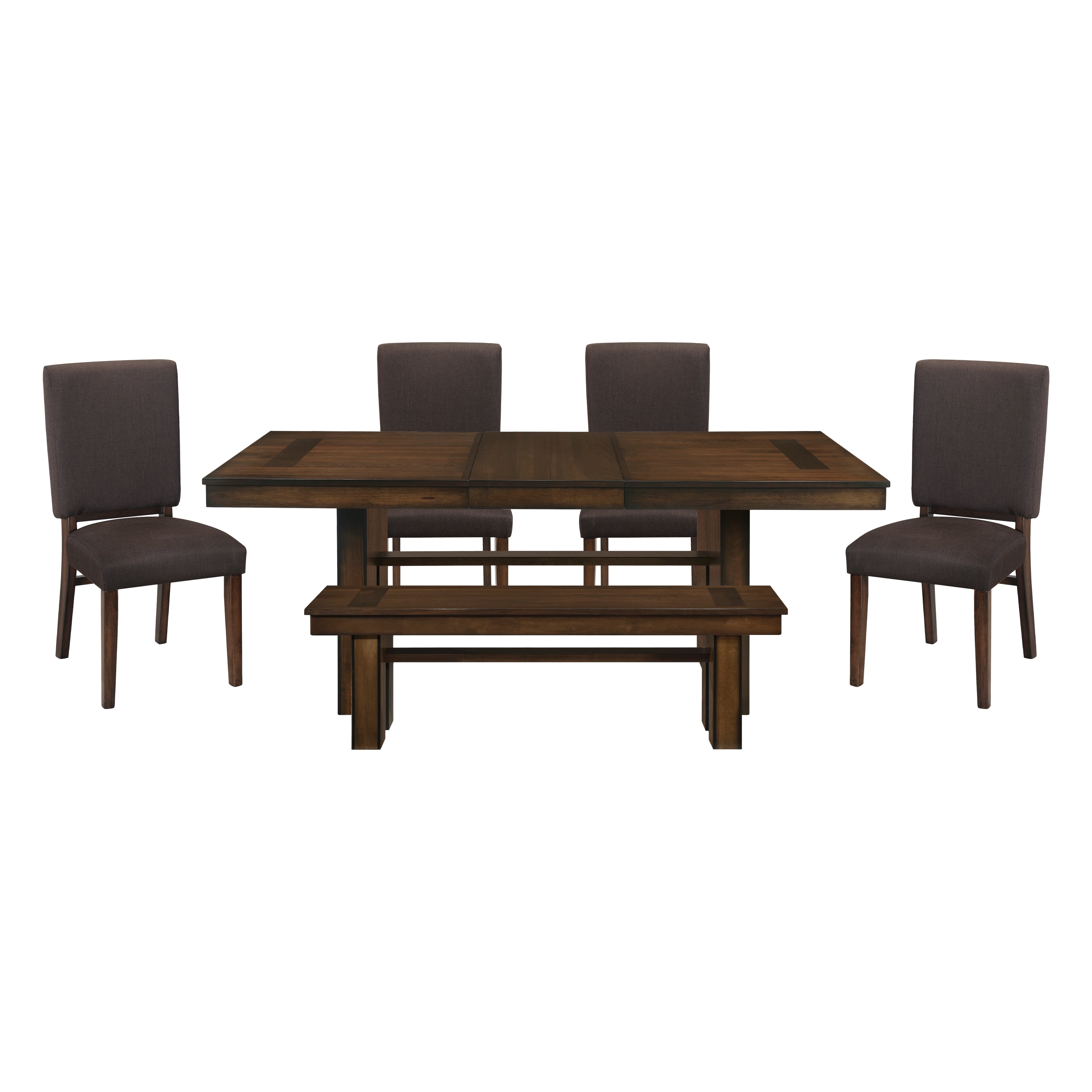 Sedley Walnut/Rustic Black 6pc set (TABLE + 4 SIDE CHAIRS + 1 BENCH) - 5415RF-78*6