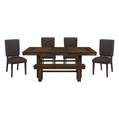 Sedley Walnut/Rustic Black 6pc set (TABLE + 4 SIDE CHAIRS + 1 BENCH) - 5415RF-78*6