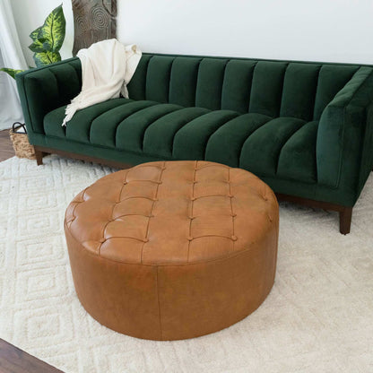 Seletar  Tan Leather Ottoman - OTT01200601