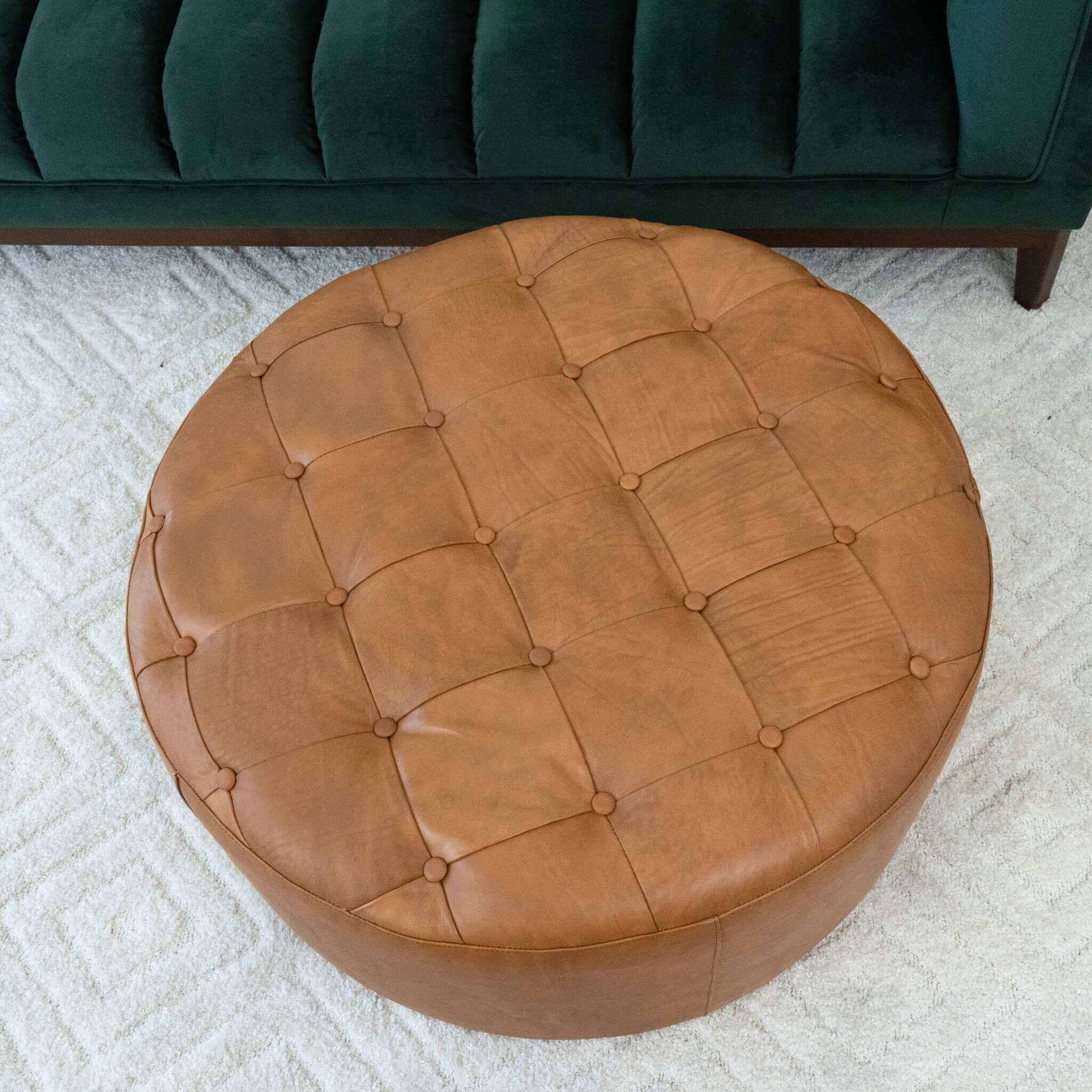Seletar  Tan Leather Ottoman - OTT01200601