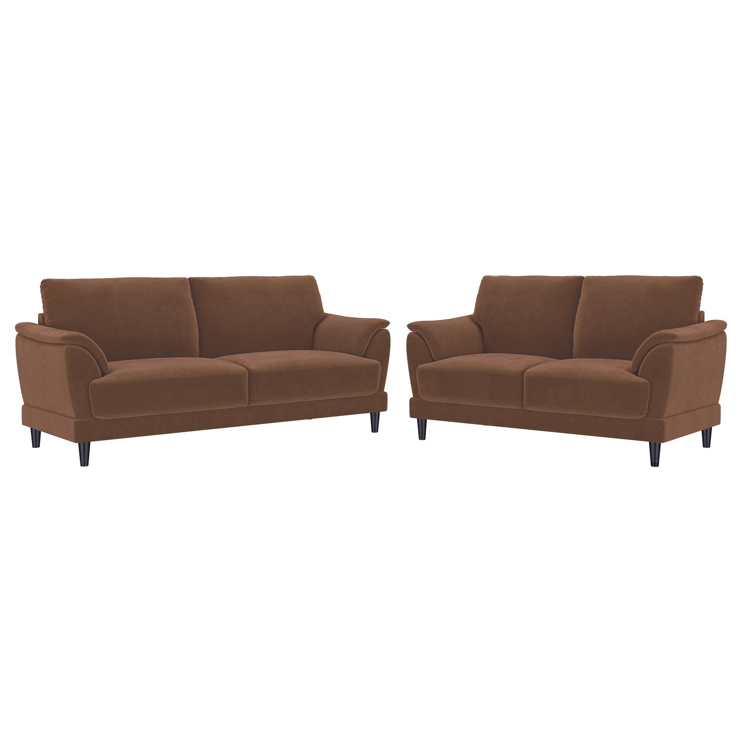 Selma 2-piece Velvet Upholstered Crescent Arm Sofa Set Rust - 552101-S2
