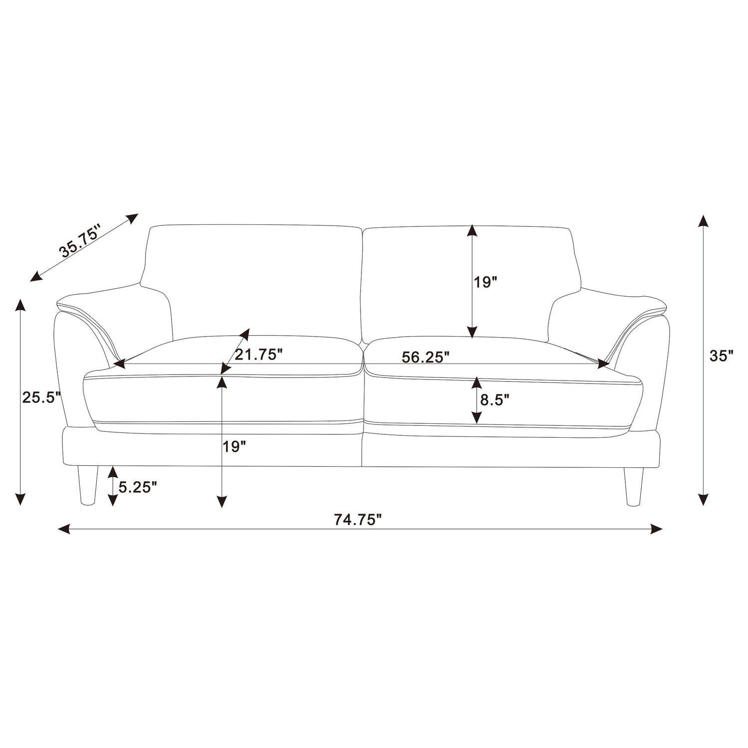 Selma 2-piece Velvet Upholstered Crescent Arm Sofa Set Rust - 552101-S2