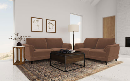Selma 2-piece Velvet Upholstered Crescent Arm Sofa Set Rust - 552101-S2