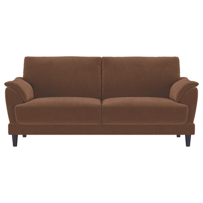 Selma 2-piece Velvet Upholstered Crescent Arm Sofa Set Rust - 552101-S2