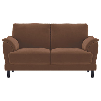 Selma 2-piece Velvet Upholstered Crescent Arm Sofa Set Rust - 552101-S2