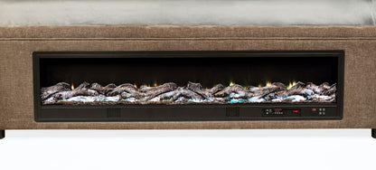 Senna Upholstered California King Audio Fireplace Bed Brown - 305811KW