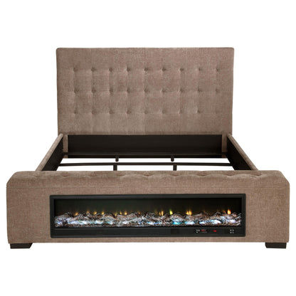 Senna Upholstered Queen Audio Fireplace Bed Brown - 305811Q