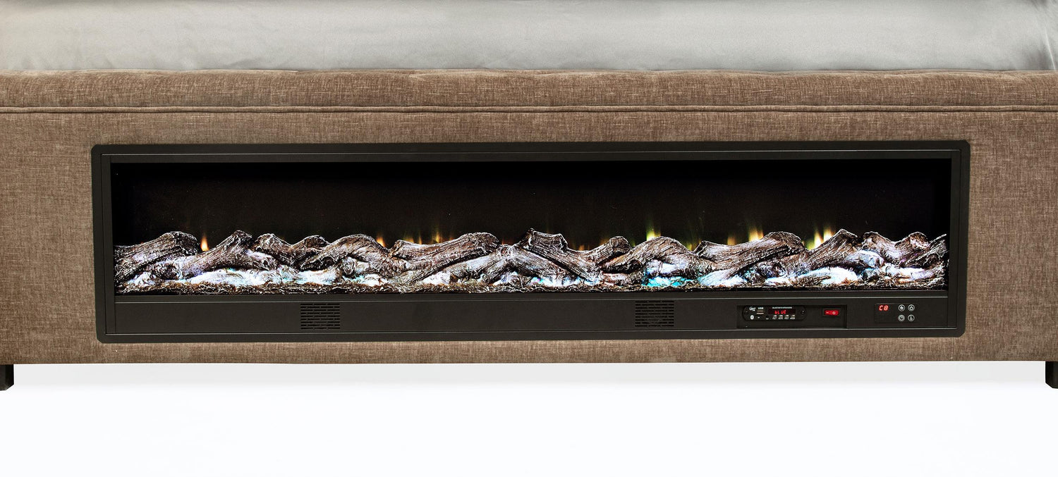 Senna Upholstered Queen Audio Fireplace Bed Brown - 305811Q