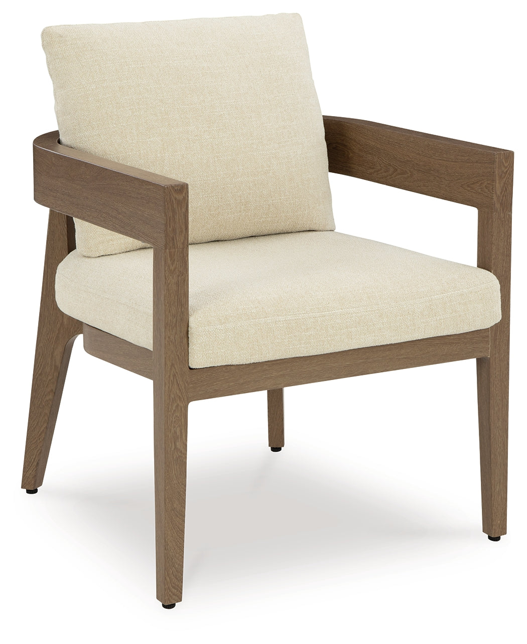 Serene Bay Dark Brown/White Outdoor Dining Arm Chair with Cushion (Set of 2) - P671-601A